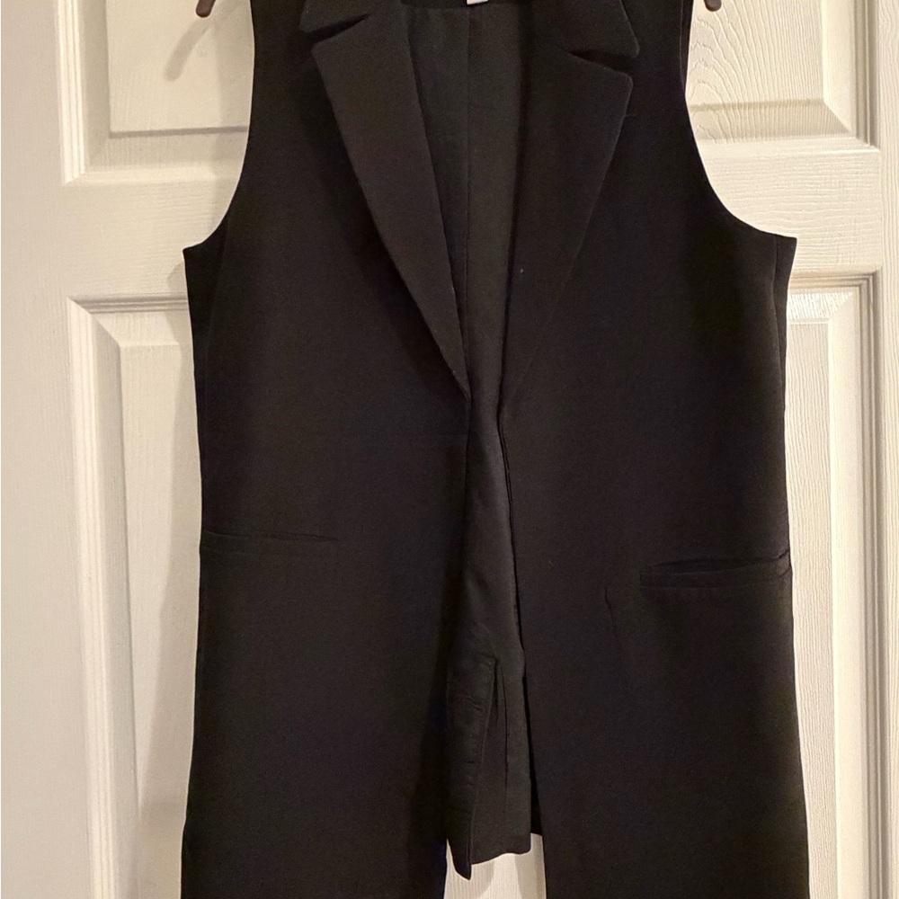 Sleeveless Black Blazer Vest - Classic Women's Vest
